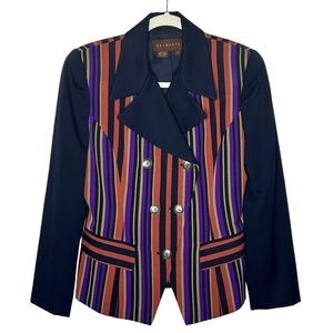 Bramante Colorful Striped Wool Double Breasted Blazer